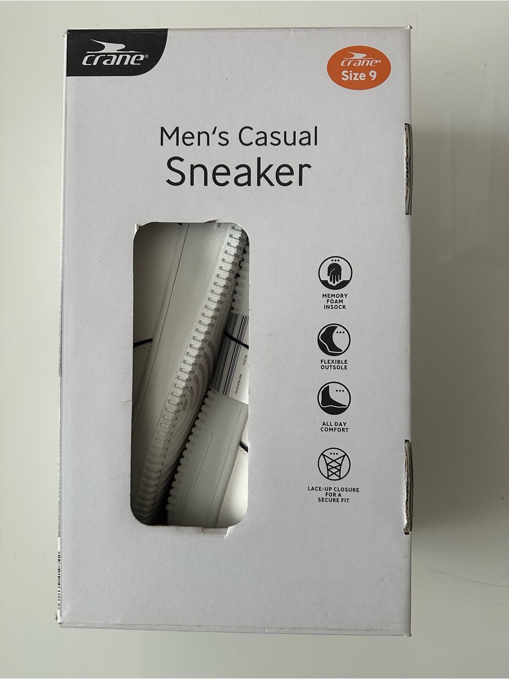Crane Men’s Casual Sneaker in White – Low-Top Everyday Trainer